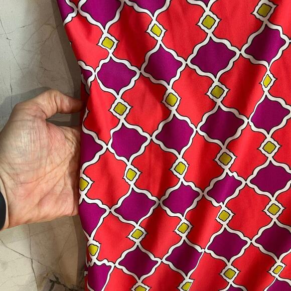 Jude Connally Jude Cloth Collared V-Neck Geometric Dress Coral Purple Size S - Picture 10 of 11
